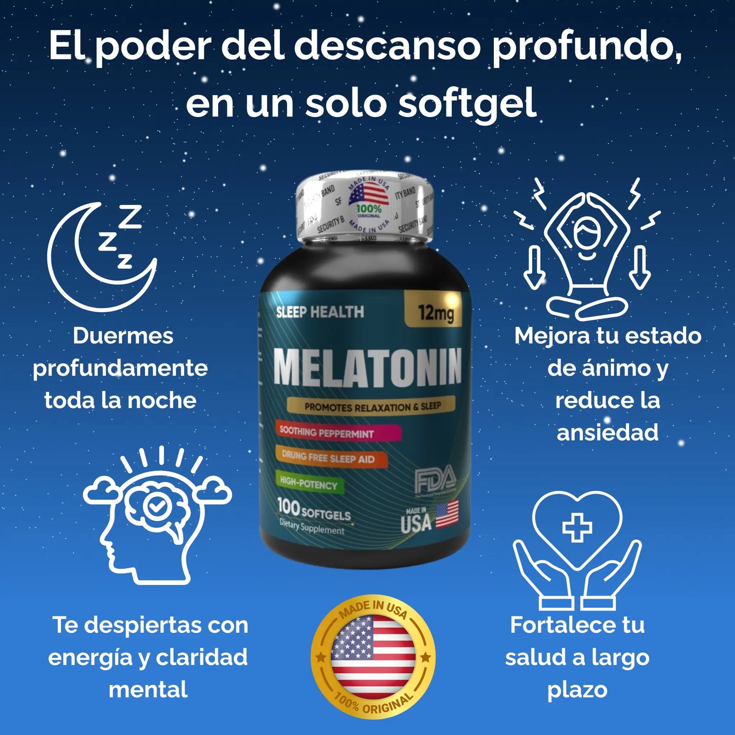 MELATONINA AMERICANA ,  100% ORIGINAL X 100 SOFTGELS 💊